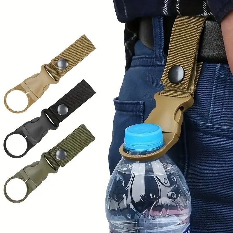 Hipster Hook water bottle hook in tan, black and green